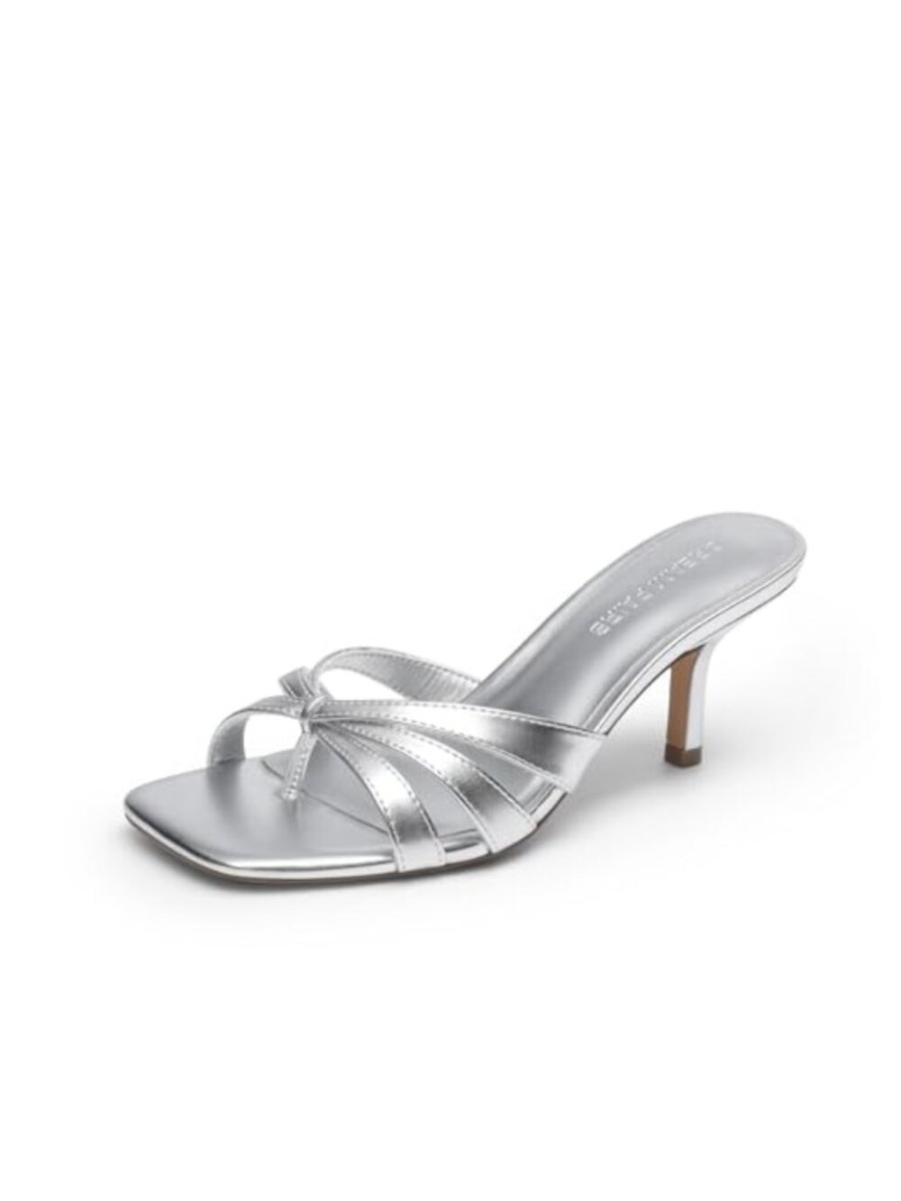 DREAM PAIRS Women Kitten Heels Thong Flip Flops Sandals Faux Leather Square Toe